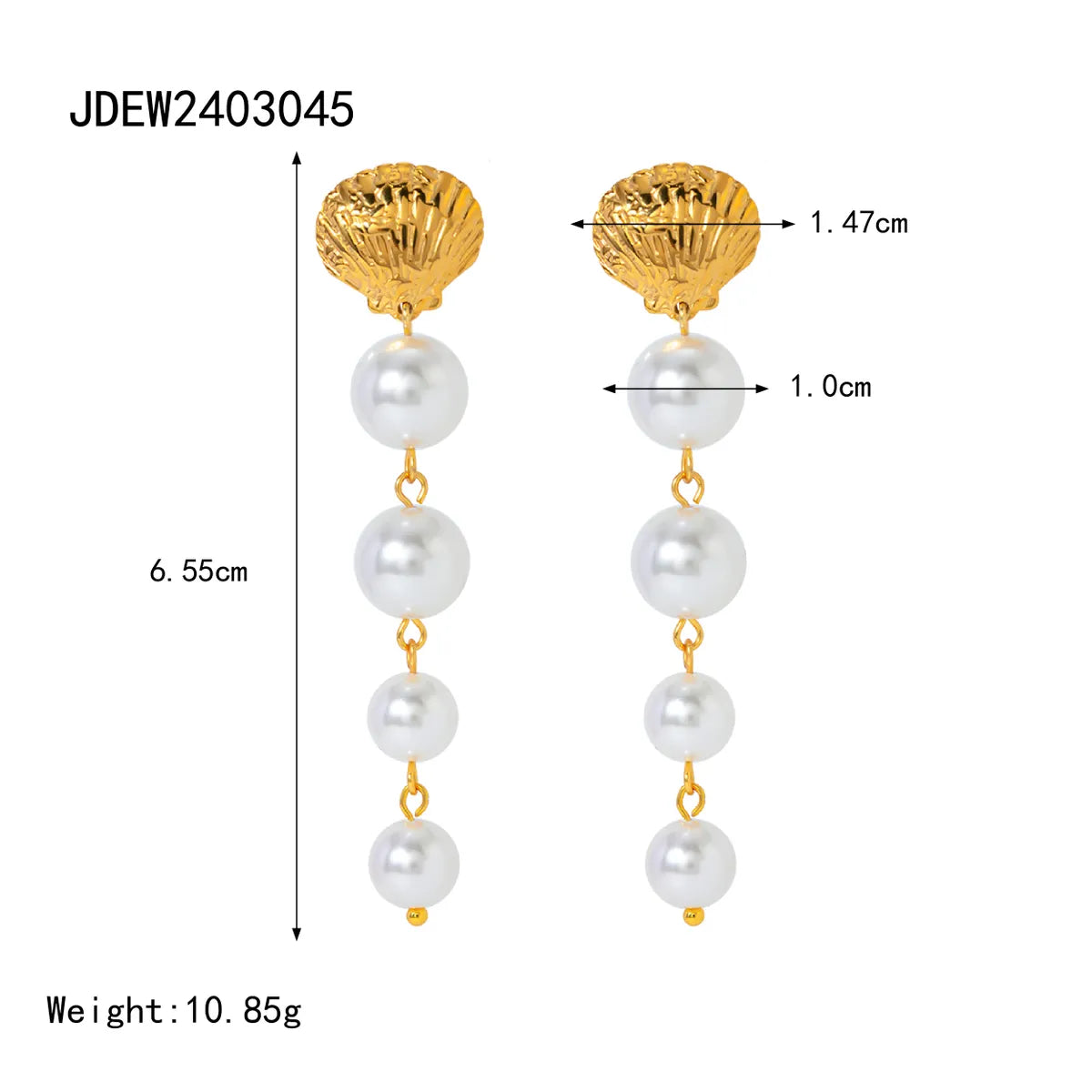 1 Pair IG Style Beach Shell Pearl 304 Stainless Steel 18K Gold Plated Drop Earrings