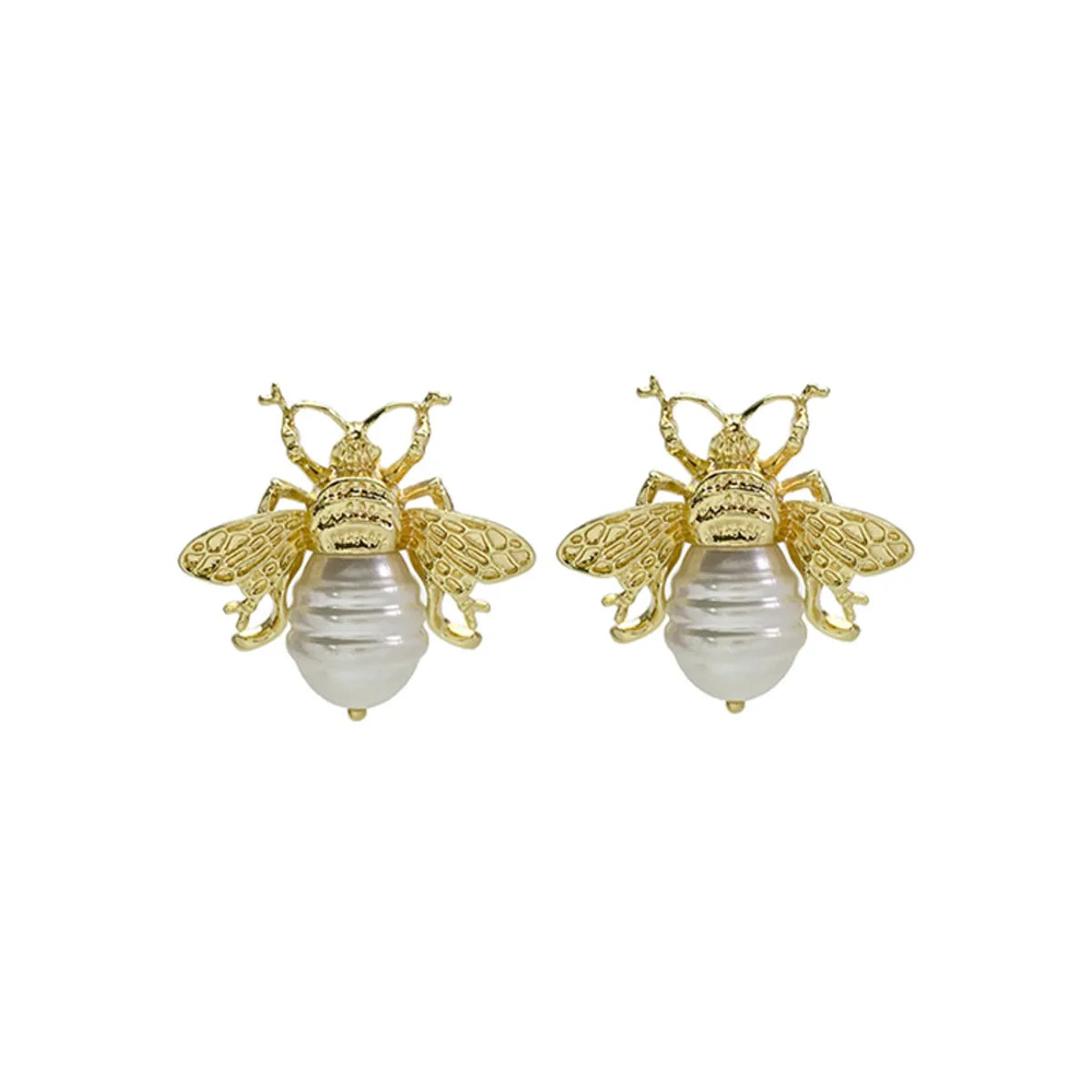 1 Pair Ig Style Bee Imitation Pearl Alloy Ear Studs