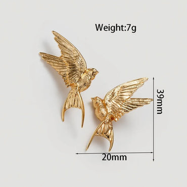 1 Pair Ig Style Bird Plating Alloy Gold Plated Ear Studs