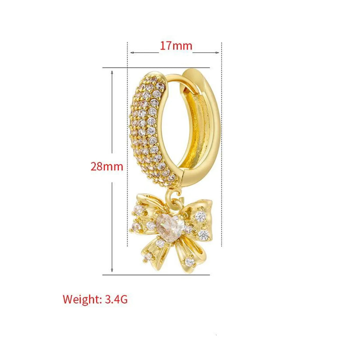 1 Pair Ig Style Bow Knot Plating Inlay Copper Zircon Drop Earrings