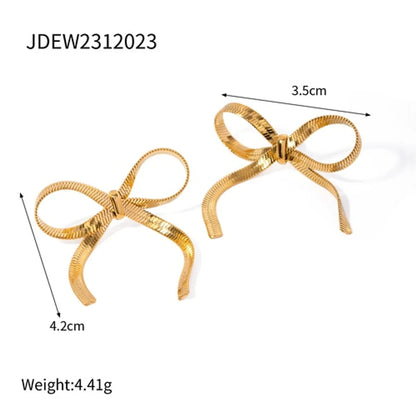 1 Pair Ig Style Bow Knot Plating Stainless Steel 18k Gold Plated Ear Studs