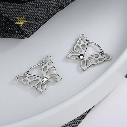 1 Pair Ig Style Butterfly Hollow Out Copper Ear Studs