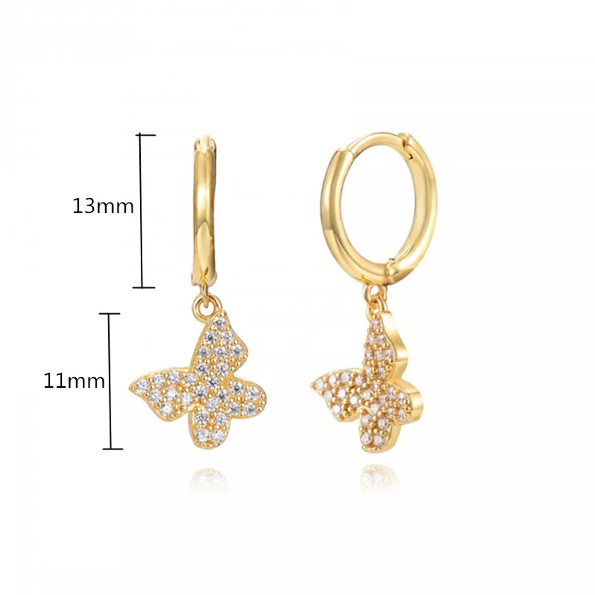 1 Pair Ig Style Butterfly Inlay Copper Zircon Drop Earrings