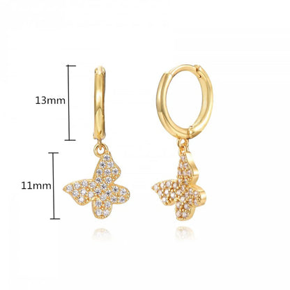 1 Pair Ig Style Butterfly Inlay Copper Zircon Drop Earrings