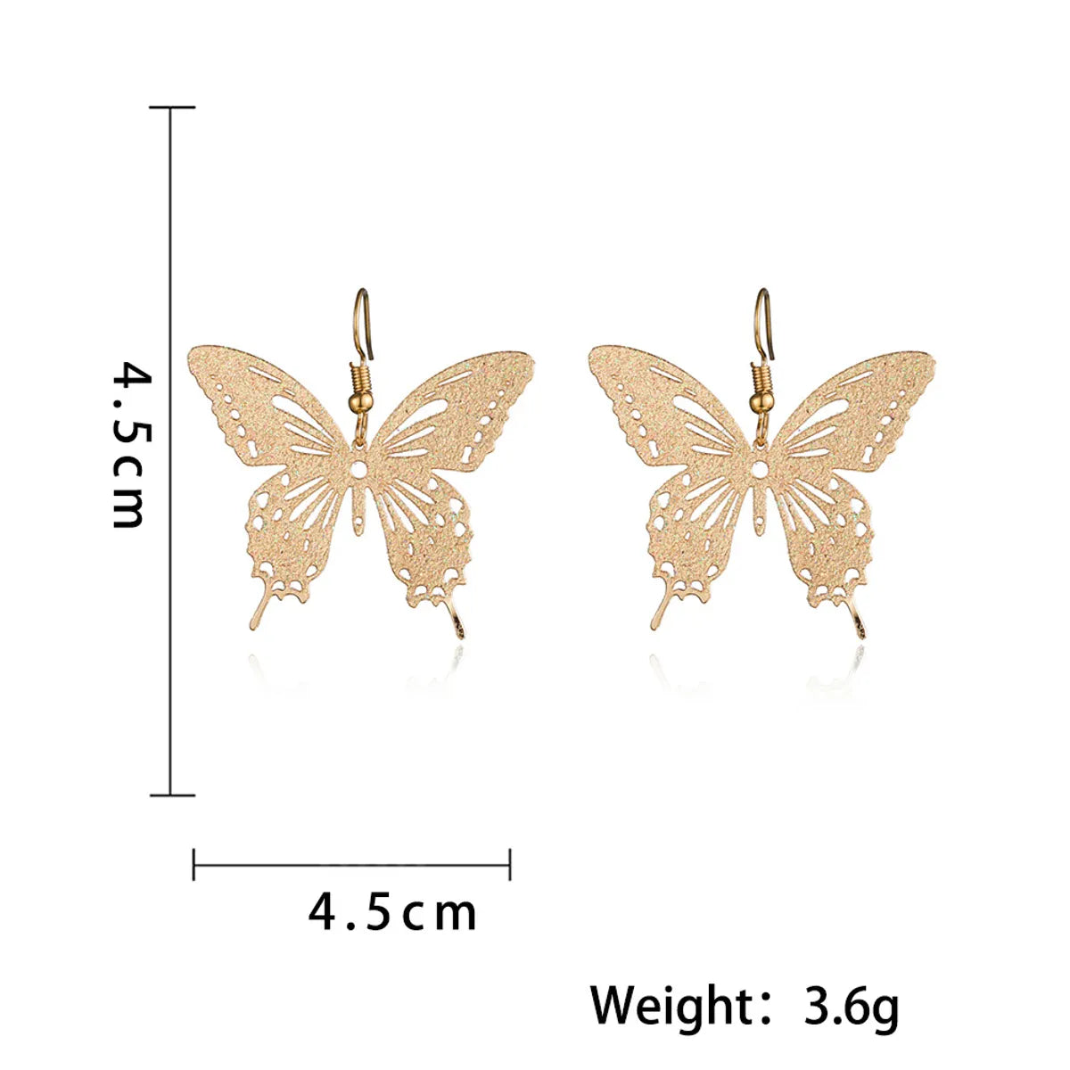 1 Pair Ig Style Butterfly Plating Hollow Out Metal Drop Earrings