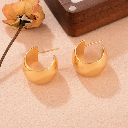 1 Pair Ig Style C Shape Copper 18k Gold Plated Ear Studs