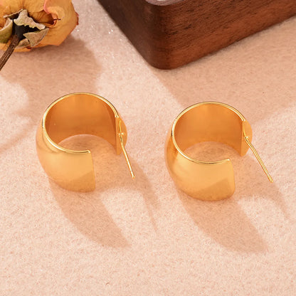 1 Pair Ig Style C Shape Copper 18k Gold Plated Ear Studs