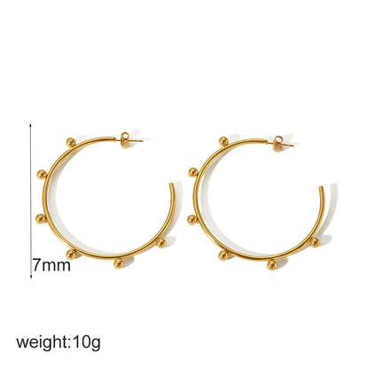 1 Pair IG Style C Shape Geometric Plating 304 Stainless Steel 18K Gold Plated Ear Studs