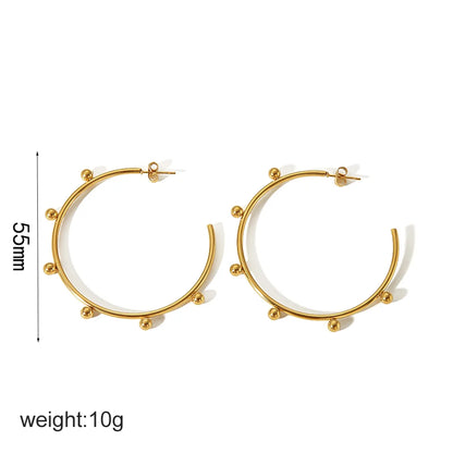 1 Pair IG Style C Shape Geometric Plating 304 Stainless Steel 18K Gold Plated Ear Studs