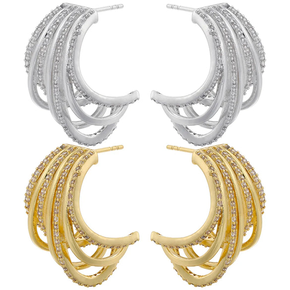 1 Pair Ig Style C Shape Irregular Plating Inlay Copper Zircon 18k Gold Plated Ear Studs