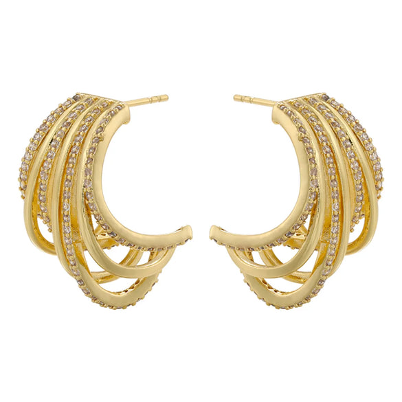 1 Pair Ig Style C Shape Irregular Plating Inlay Copper Zircon 18k Gold Plated Ear Studs