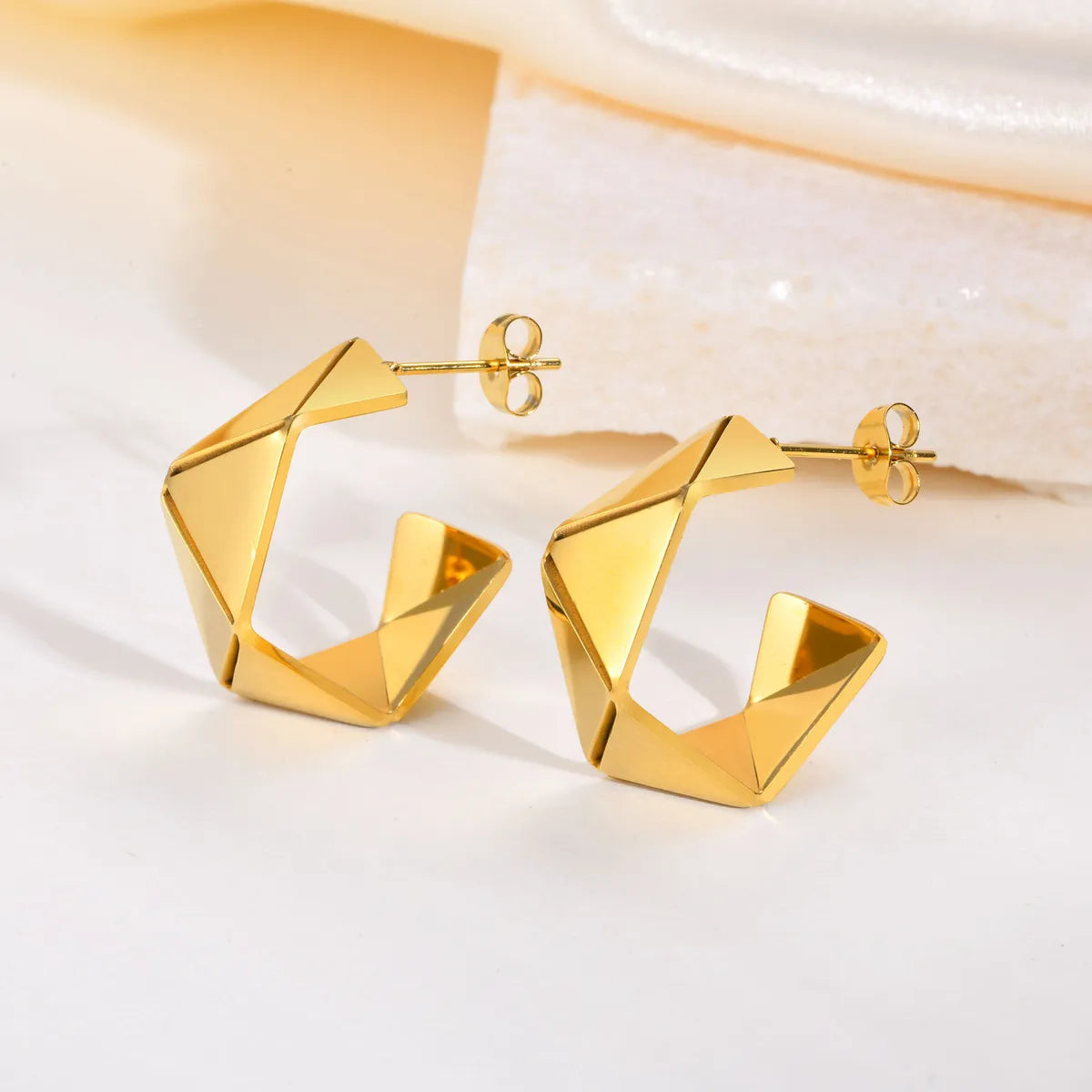 1 Pair Ig Style C Shape Irregular Plating Stainless Steel 18k Gold Plated Ear Studs