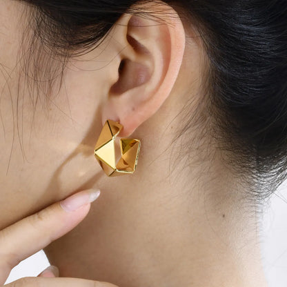 1 Pair Ig Style C Shape Irregular Plating Stainless Steel 18k Gold Plated Ear Studs