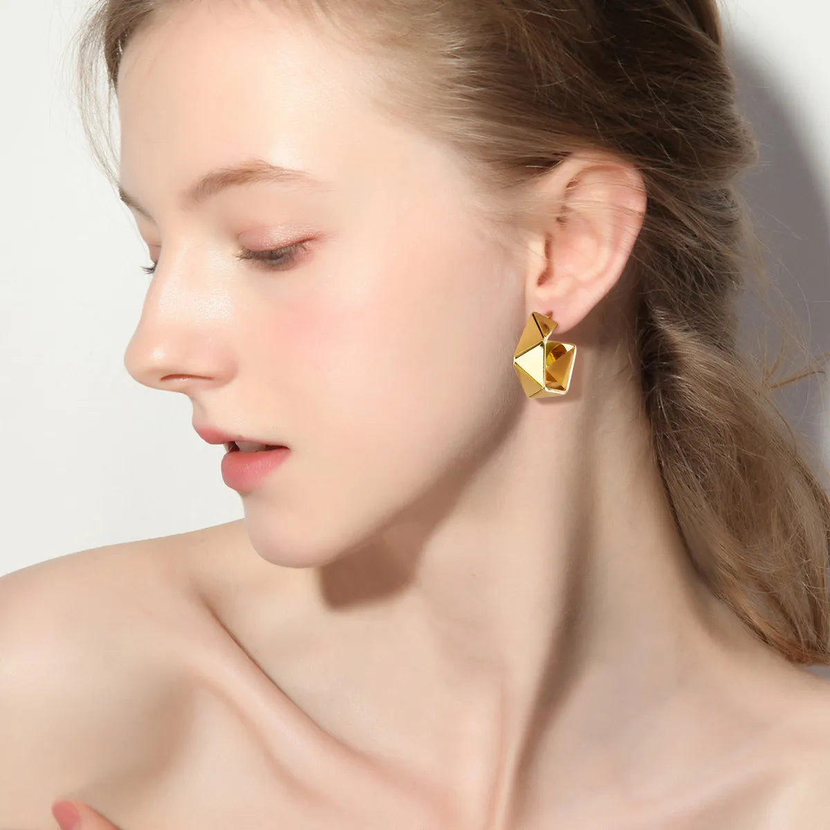 1 Pair Ig Style C Shape Irregular Plating Stainless Steel 18k Gold Plated Ear Studs