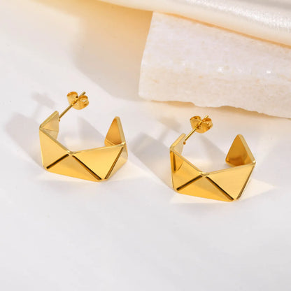 1 Pair Ig Style C Shape Irregular Plating Stainless Steel 18k Gold Plated Ear Studs