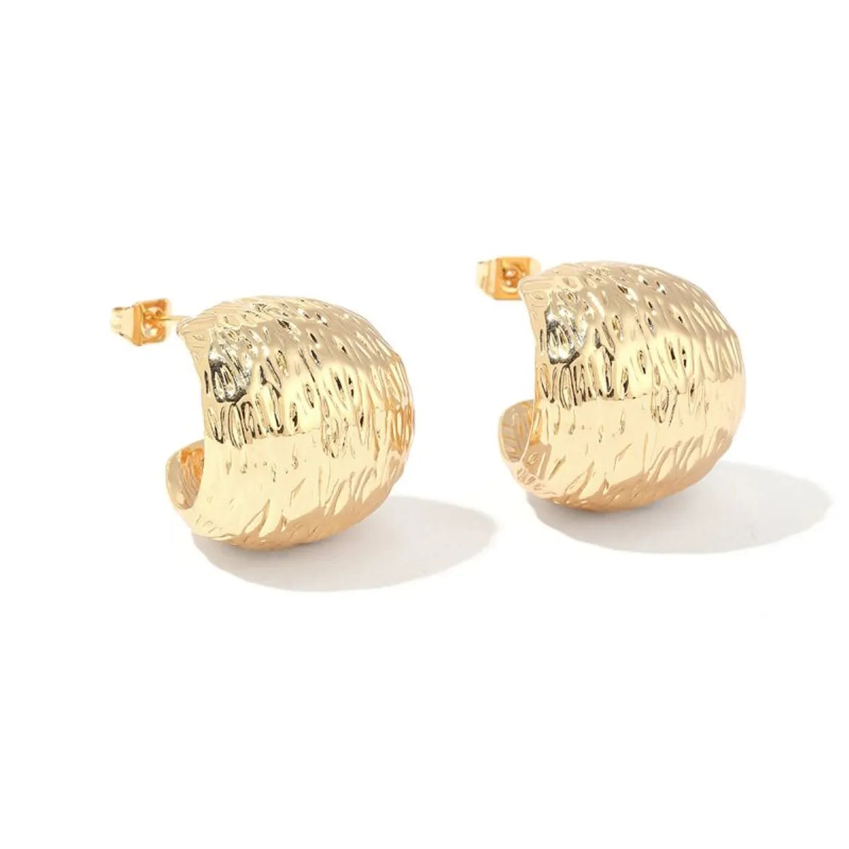 1 Pair Ig Style C Shape Plating Copper 18k Gold Plated Earrings