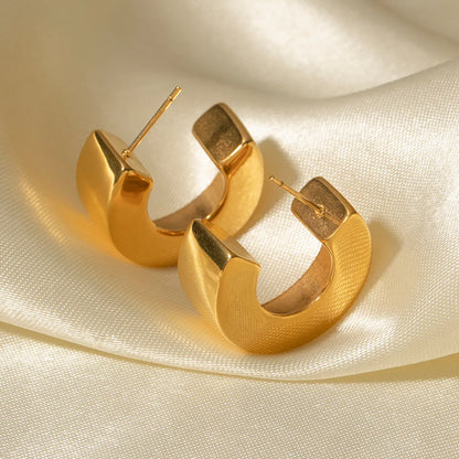 1 Pair Ig Style C Shape Plating Stainless Steel 18k Gold Plated Ear Studs