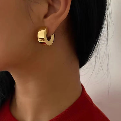 1 Pair Ig Style C Shape Plating Stainless Steel 18k Gold Plated Ear Studs