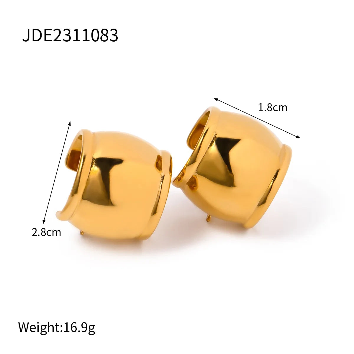 1 Pair IG Style C Shape Polishing Stainless Steel Titanium Steel 18K Gold Plated Ear Studs