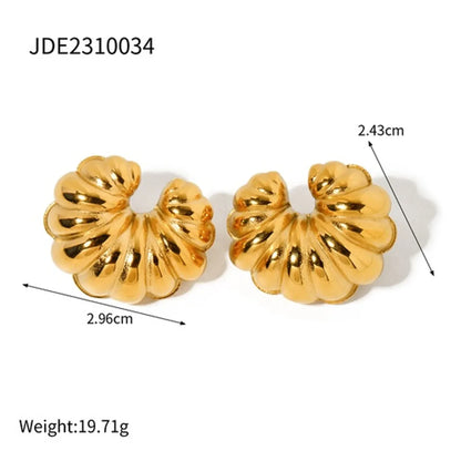 1 Pair Ig Style C Shape Solid Color Plating Stainless Steel 18k Gold Plated Ear Studs