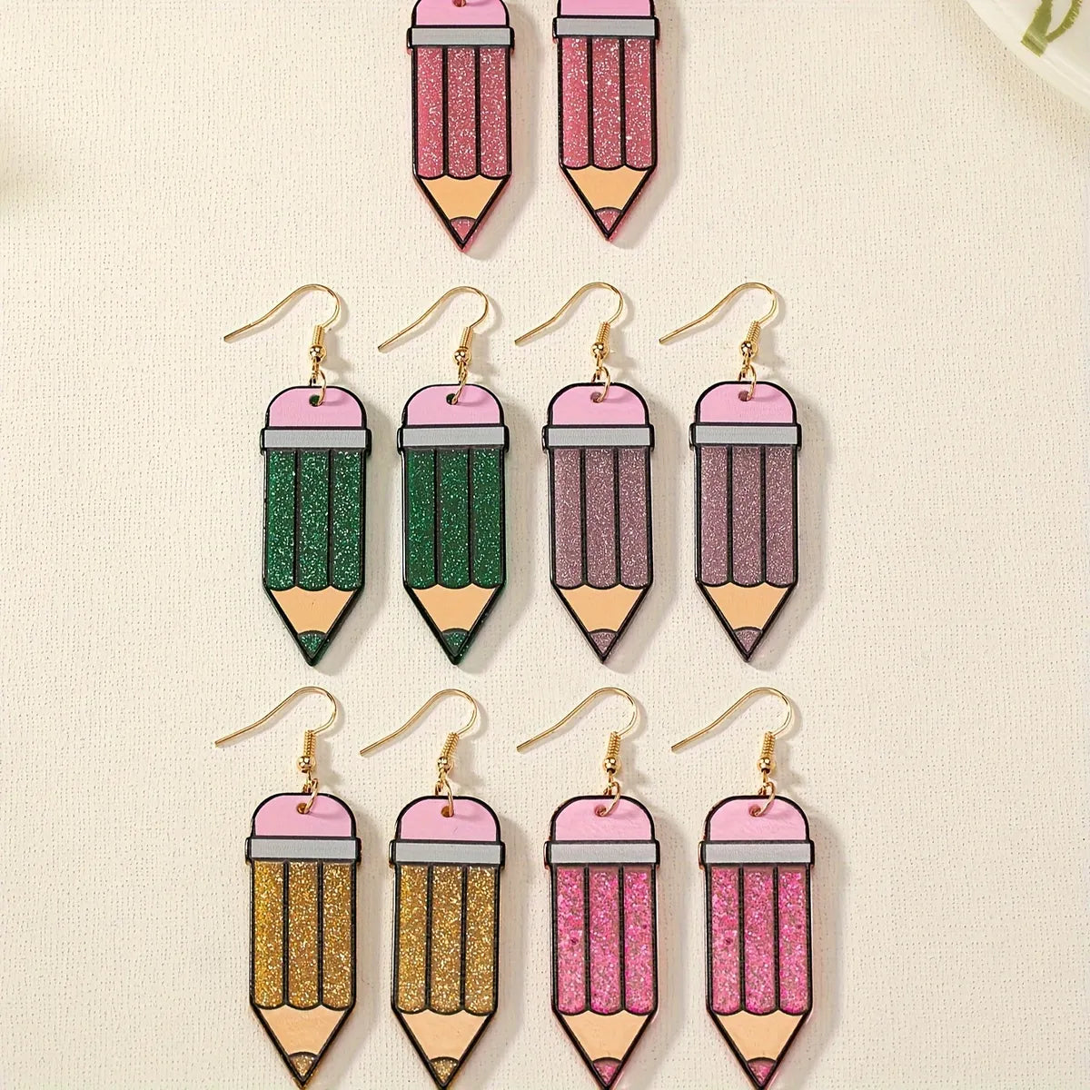 1 Pair IG Style Cartoon Style Simple Style Pencil Slice Printing Arylic Drop Earrings