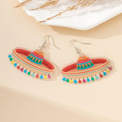 1 Pair IG Style Cartoon Style Spaceship Slice Printing Arylic Drop Earrings