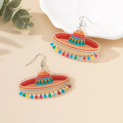 1 Pair IG Style Cartoon Style Spaceship Slice Printing Arylic Drop Earrings