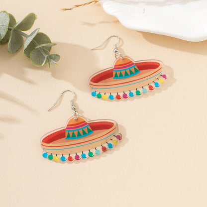 1 Pair IG Style Cartoon Style Spaceship Slice Printing Arylic Drop Earrings