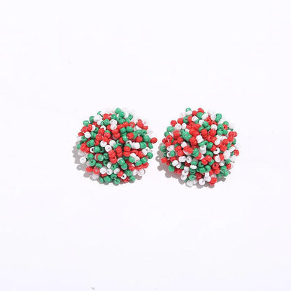 1 Pair Ig Style Casual Colorful Beaded Alloy Glass Bead Ear Studs