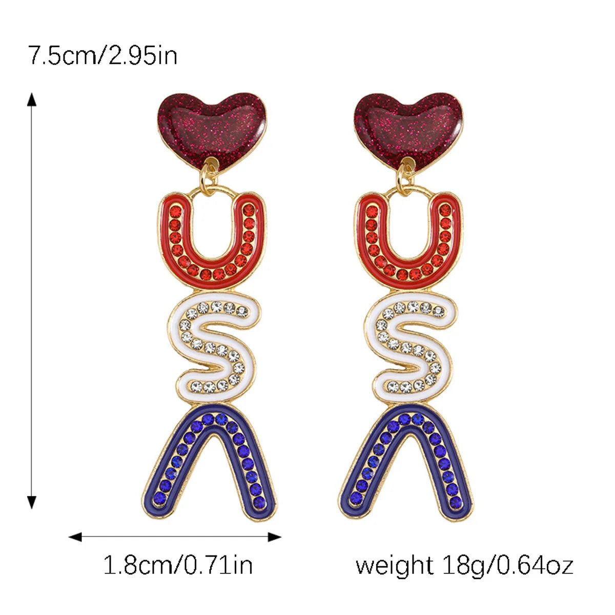 1 Pair IG Style Casual Doll Letter Heart Shape Beaded Inlay Seed Bead Rhinestones Drop Earrings