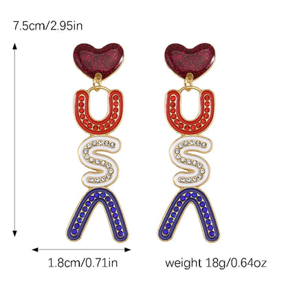 1 Pair IG Style Casual Doll Letter Heart Shape Beaded Inlay Seed Bead Rhinestones Drop Earrings