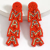 1 Pair IG Style Casual Doll Letter Heart Shape Beaded Inlay Seed Bead Rhinestones Drop Earrings