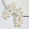 1 Pair IG Style Casual Doll Letter Heart Shape Beaded Inlay Seed Bead Rhinestones Drop Earrings