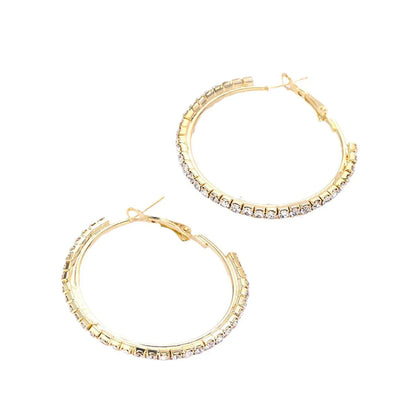 1 Pair IG Style Casual Elegant Circle Inlay Alloy Artificial Crystal Hoop Earrings