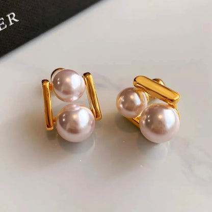 1 Pair IG Style Casual Elegant Round Hollow Out Inlay Alloy Pearl Ear Studs