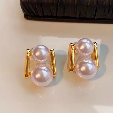 1 Pair IG Style Casual Elegant Round Hollow Out Inlay Alloy Pearl Ear Studs