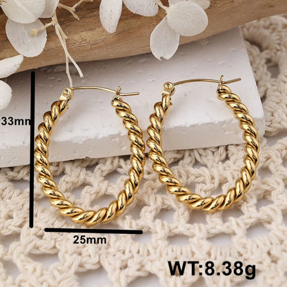 1 Pair IG Style Casual Geometric Stainless Steel 18K Gold Plated Hoop Earrings