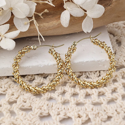 1 Pair IG Style Casual Geometric Stainless Steel 18K Gold Plated Hoop Earrings