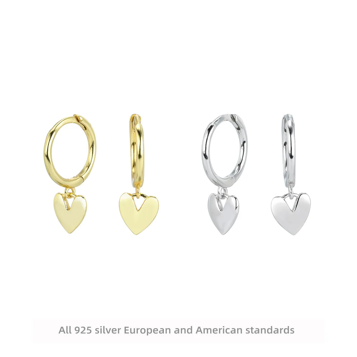 1 Pair Ig Style Casual Heart Shape Plating Sterling Silver White Gold Plated Gold Plated Drop Earrings