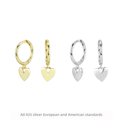 1 Pair Ig Style Casual Heart Shape Plating Sterling Silver White Gold Plated Gold Plated Drop Earrings