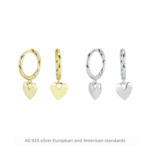 1 Pair Ig Style Casual Heart Shape Plating Sterling Silver White Gold Plated Gold Plated Drop Earrings