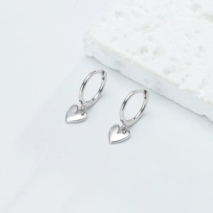 1 Pair Ig Style Casual Heart Shape Plating Sterling Silver White Gold Plated Gold Plated Drop Earrings