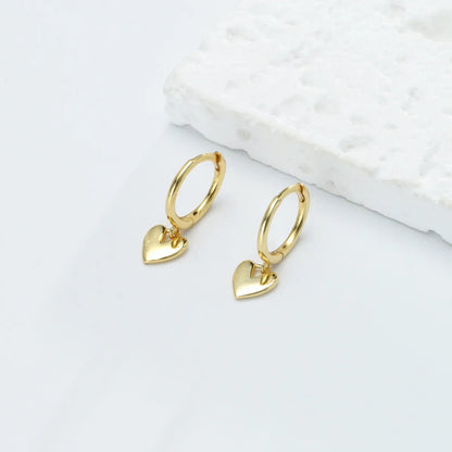 1 Pair Ig Style Casual Heart Shape Plating Sterling Silver White Gold Plated Gold Plated Drop Earrings