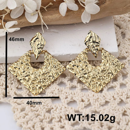 1 Pair IG Style Casual Heart Shape Stainless Steel Natural Stone 18K Gold Plated Drop Earrings