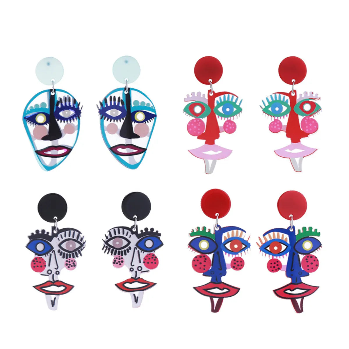 1 Pair IG Style Casual Human Face Abstract Printing Arylic Drop Earrings