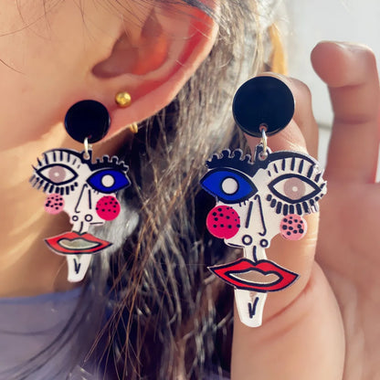 1 Pair IG Style Casual Human Face Abstract Printing Arylic Drop Earrings