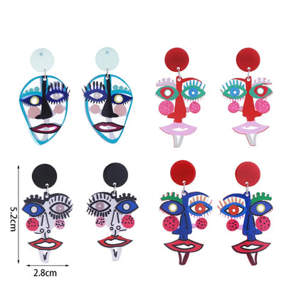 1 Pair IG Style Casual Human Face Abstract Printing Arylic Drop Earrings