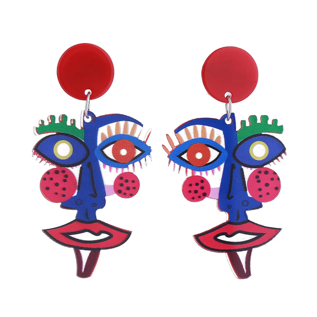 1 Pair IG Style Casual Human Face Abstract Printing Arylic Drop Earrings