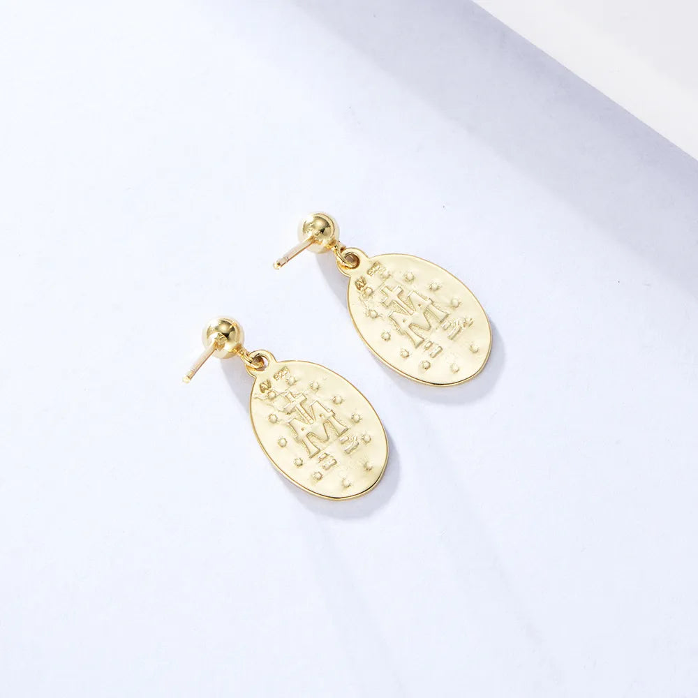 1 Pair Ig Style Casual Human Oval Plating Sterling Silver 14k Gold Plated Drop Earrings