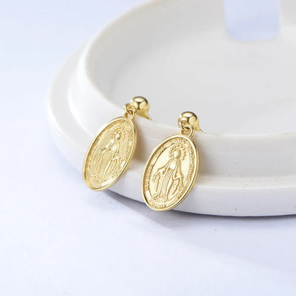 1 Pair Ig Style Casual Human Oval Plating Sterling Silver 14k Gold Plated Drop Earrings